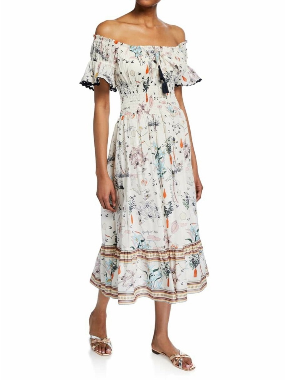 Tory Burch Poetry of Things Floral Midi Dress size S